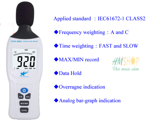 Máy đo cường độ âm thanh TCVN-SM03 thông số
