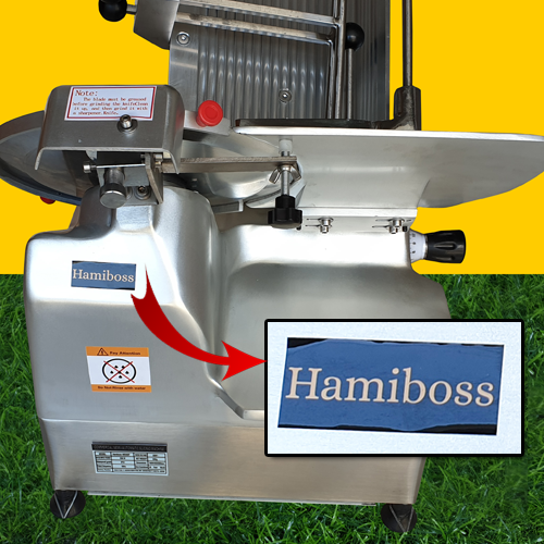 Máy thái thịt Hamiboss MS300F có logo thương hiệu nổi bật