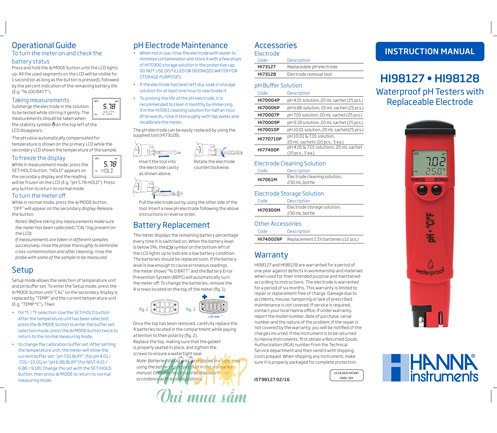 Bút đo pH/Nhiệt độ Độ Phân Giải 0.01 HI98128 chính hãng