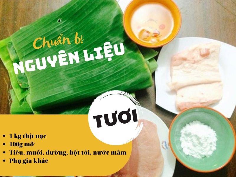 Chuẩn bị nguyên liệu làm giò chả lụa tại nhà