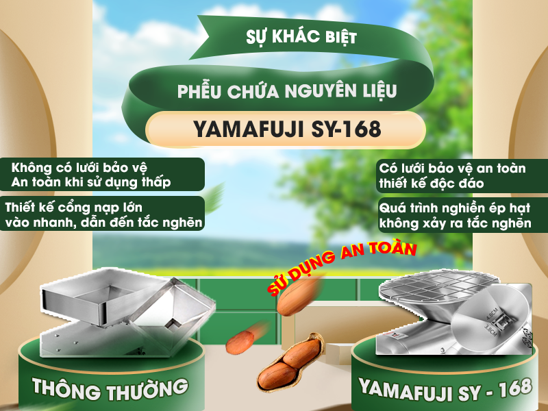 Sự khác biệt về phễu của máy ép dầu lạc Yamafuji SY-168