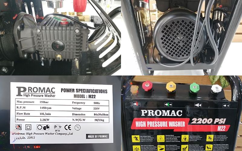 Thông số kỹ thuật của máy phun áp lực cao Promac M22