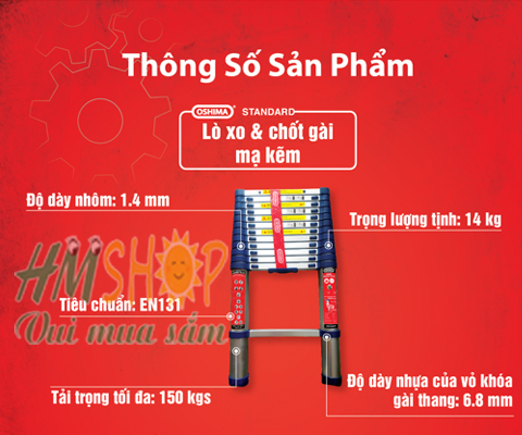 Thang nhôm rút Oshima TD32 ( 3,2m) giá rẻ
