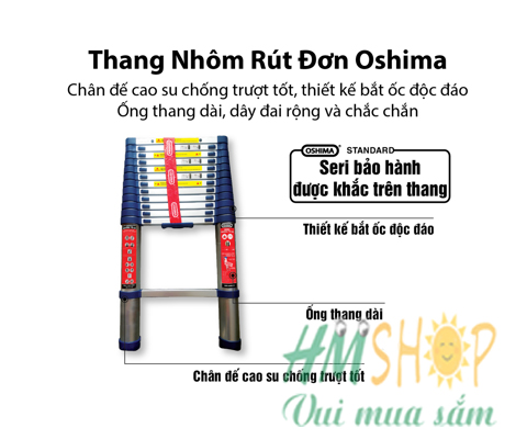 Thang nhôm rút Oshima TD48 ( 4,8m) chất lượng cao