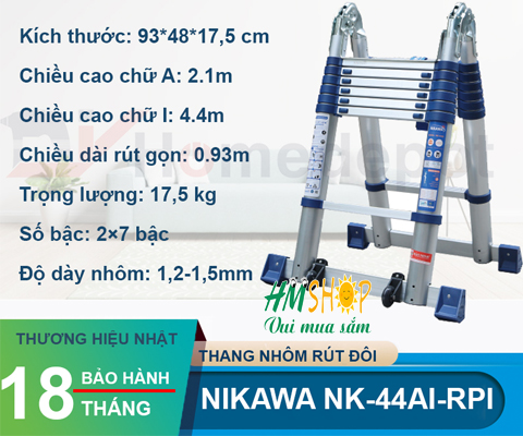 Thang nhôm rút đơn Nikawa NK-44AI-Pri  giá rẻ