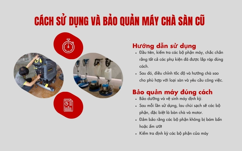 Cách sử dụng và bảo quản máy chà sàn cũ