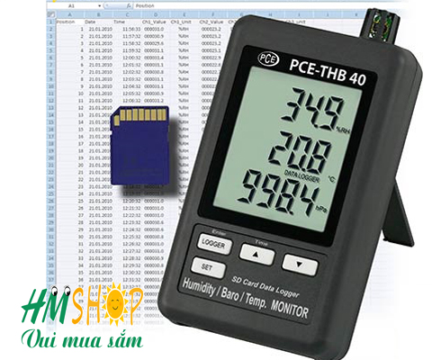 Máy đo nhiệt độ độ ẩm, áp suất có lưu dữ liệu PCE-THB 40 chất lượng