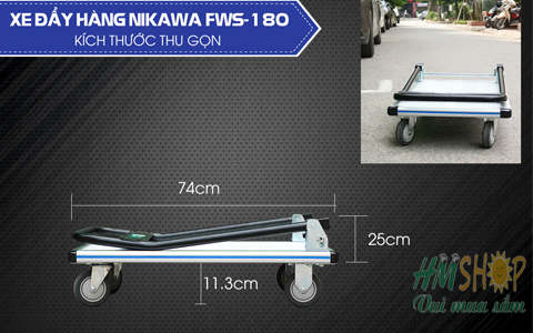 Xe đẩy hàng nhôm Nikawa FWS-180 kích thước gấp gọn
