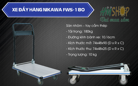 Xe đẩy hàng nhôm Nikawa FWS-180 chi tiết 