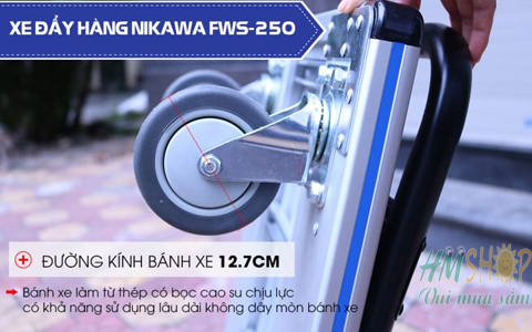 Xe đẩy hàng nhôm Nikawa FWS-250 bánh xe