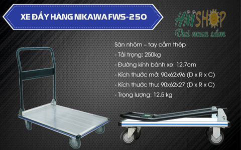 Xe đẩy hàng nhôm Nikawa FWS-250 chi tiết
